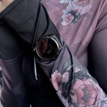 Load image into Gallery viewer, Printed long sleeve running top with watch windows - PEONIES