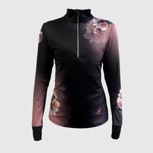 Load image into Gallery viewer, Printed long sleeve running top with watch windows - PEONIES