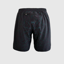 Ielādēt video galerijas pārlūkā, Women's A-line running skirt with an ombre (burgundy and pink) base and a Strelitzia floral pattern. The skirt has built-in black mid-length shorts with side pockets and a zipper pocket on the back.