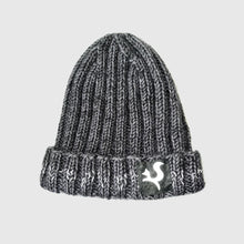Ielādēt video galerijas pārlūkā, Knitted merino wool beanie with a reflective thread line and logo - BLAZE - Fox-Pace