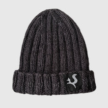 Ielādēt video galerijas pārlūkā, Knitted merino wool beanie with a reflective thread line and logo - BLAZE - Fox-Pace