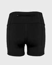 Load image into Gallery viewer, fitted design, wide waistband, gusseted crotch, one zipped and two back pockets, flatlock seams, reflective logo, four-way stretching material, silicone leg-grippers,