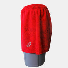 Ielādēt video galerijas pārlūkā, Men's split shorts with inner long shorts and pockets - BERRY - Fox-Pace