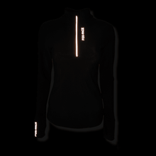 Ielādēt video galerijas pārlūkā, Black half zip warm winter long sleeve running top with watch windows and reflectors - BLACK FOX - Fox-Pace