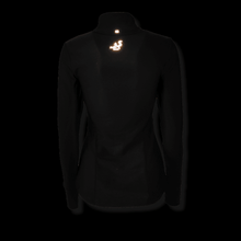 Ielādēt video galerijas pārlūkā, Black half zip warm winter long sleeve running top with watch windows and reflectors - BLACK FOX - Fox-Pace