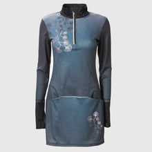 Ielādēt video galerijas pārlūkā, Long sleeve running dress with half zip and print - AQUAMARINE - Fox-Pace