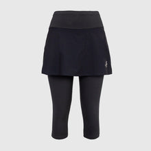 Load image into Gallery viewer, Black running skirt with inner capri shorts and pockets - BLACK FOX