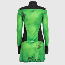 Ielādēt video galerijas pārlūkā, Long sleeve running dress with half zip and print - GREEN - Fox-Pace
