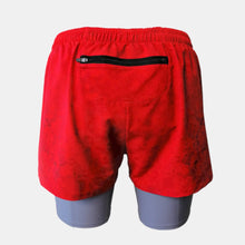 Ielādēt video galerijas pārlūkā, Men's split shorts with inner long shorts and pockets - BERRY - Fox-Pace