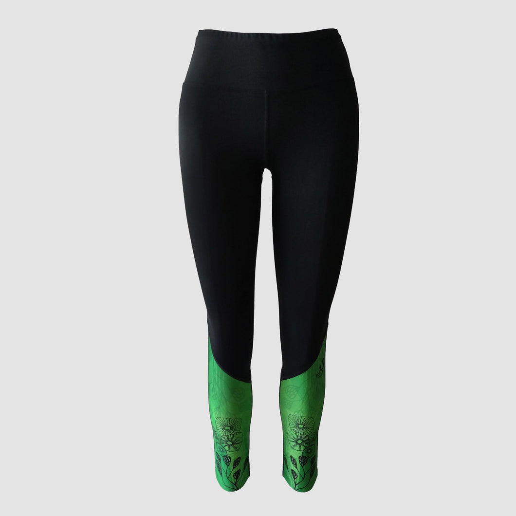 Printed high waist leggings - GREEN - Fox-Pace