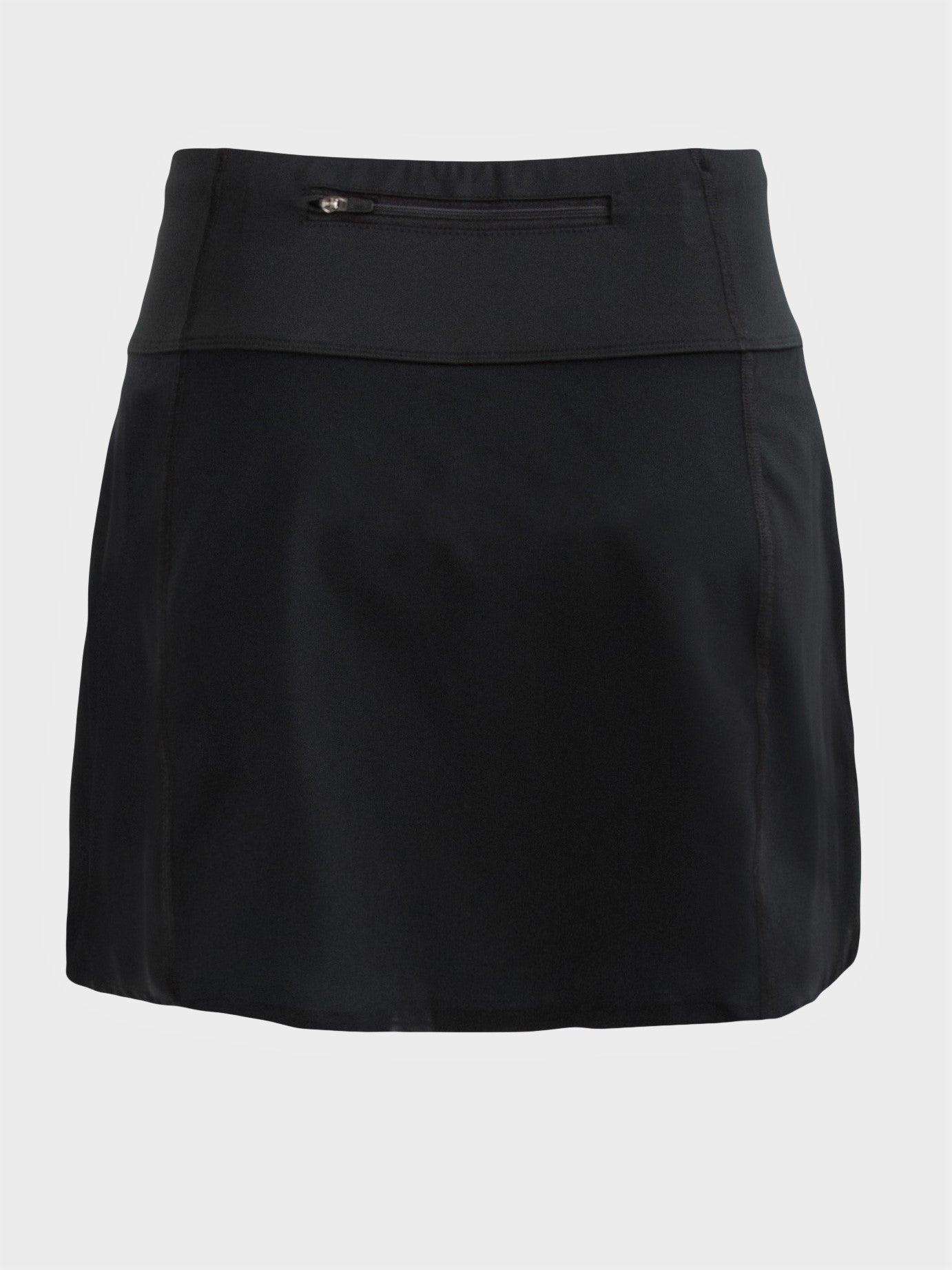 Black running skirt with inner shorts and pockets - NIGHT