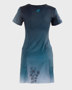 Printed short-sleeve running dress with pockets - AQUAMARINE - Fox-Pace
