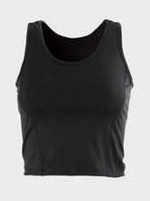 Load image into Gallery viewer, black crop top front sleeveess
