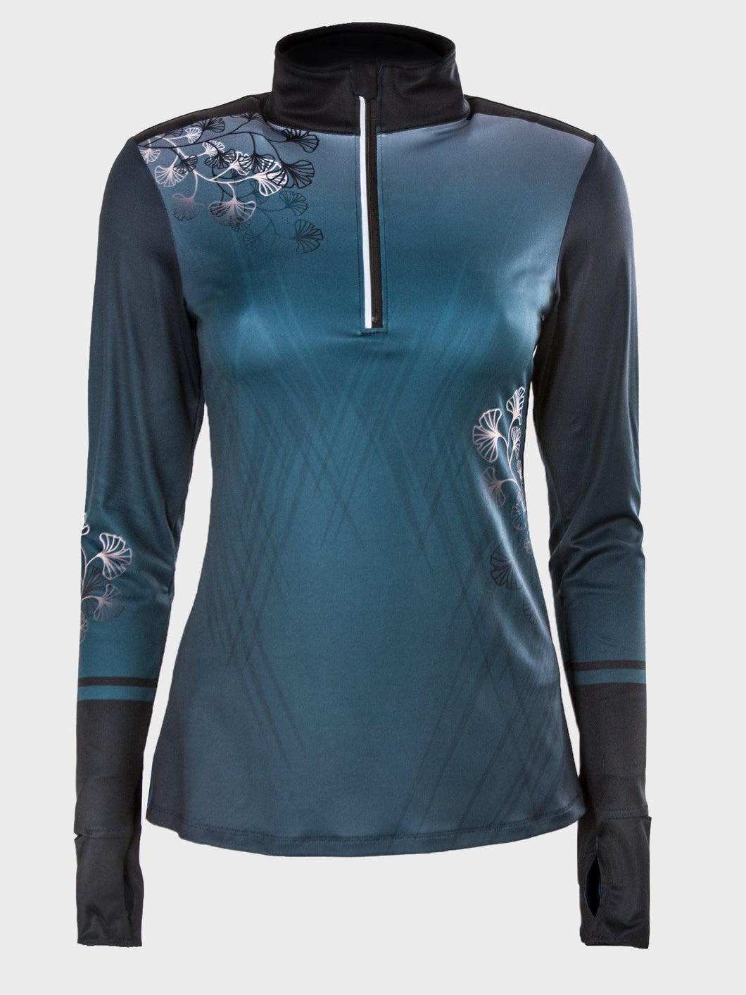 Printed long sleeve running top with watch windows - CONTINUITY - Fox-Pace
