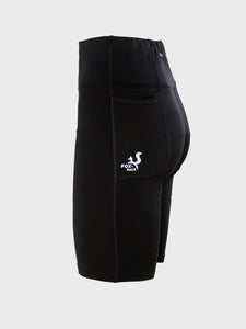 Black high waist mid length shorts with pockets - FITFOX - Fox-Pace