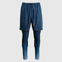 Ielādēt video galerijas pārlūkā, Printed men&#39;s running shorts with inner leggings and pockets - OCEAN BLUE - Fox-Pace
