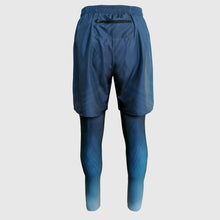 Load image into Gallery viewer, Printed men&#39;s running shorts with inner leggings and pockets - OCEAN BLUE - Fox-Pace
