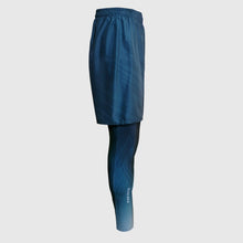Ielādēt video galerijas pārlūkā, Printed men&#39;s running shorts with inner leggings and pockets - OCEAN BLUE - Fox-Pace

