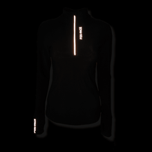 Load image into Gallery viewer, Black half zip warm winter long sleeve running top with watch windows and reflectors - BLACK FOX - Fox-Pace
