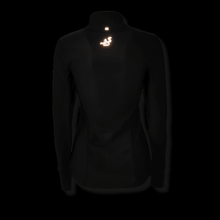 Load image into Gallery viewer, Black half zip warm winter long sleeve running top with watch windows and reflectors - BLACK FOX - Fox-Pace
