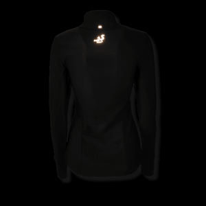 Black half zip warm winter long sleeve running top with watch windows and reflectors - BLACK FOX - Fox-Pace