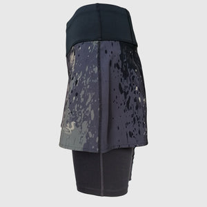 Printed running skirt with inner mid-length shorts and pockets - CAMO