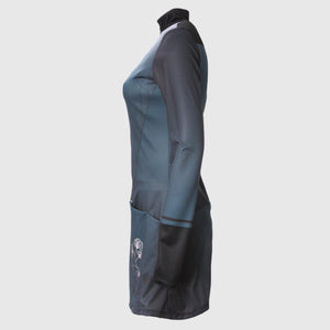 Long sleeve running dress with half zip and print - AQUAMARINE - Fox-Pace
