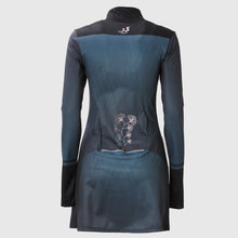 Load image into Gallery viewer, Long sleeve running dress with half zip and print - AQUAMARINE - Fox-Pace
