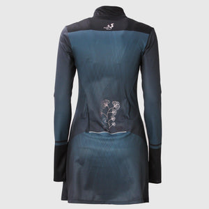 Long sleeve running dress with half zip and print - AQUAMARINE - Fox-Pace