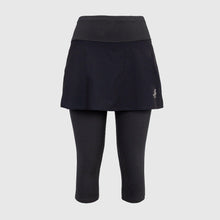 Load image into Gallery viewer, Black running skirt with inner capri shorts and pockets - BLACK FOX
