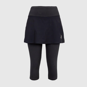 Black running skirt with inner capri shorts and pockets - BLACK FOX