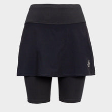 Load image into Gallery viewer, Black running skirt with inner mid-length shorts and pockets - BLACK FOX - Fox-Pace
