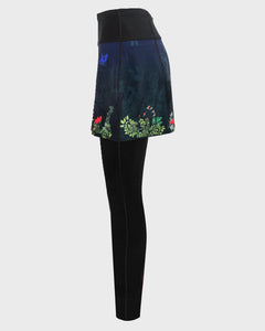 Printed running skirt with inner black leggings and pockets - MIDNIGHT - Fox-Pace