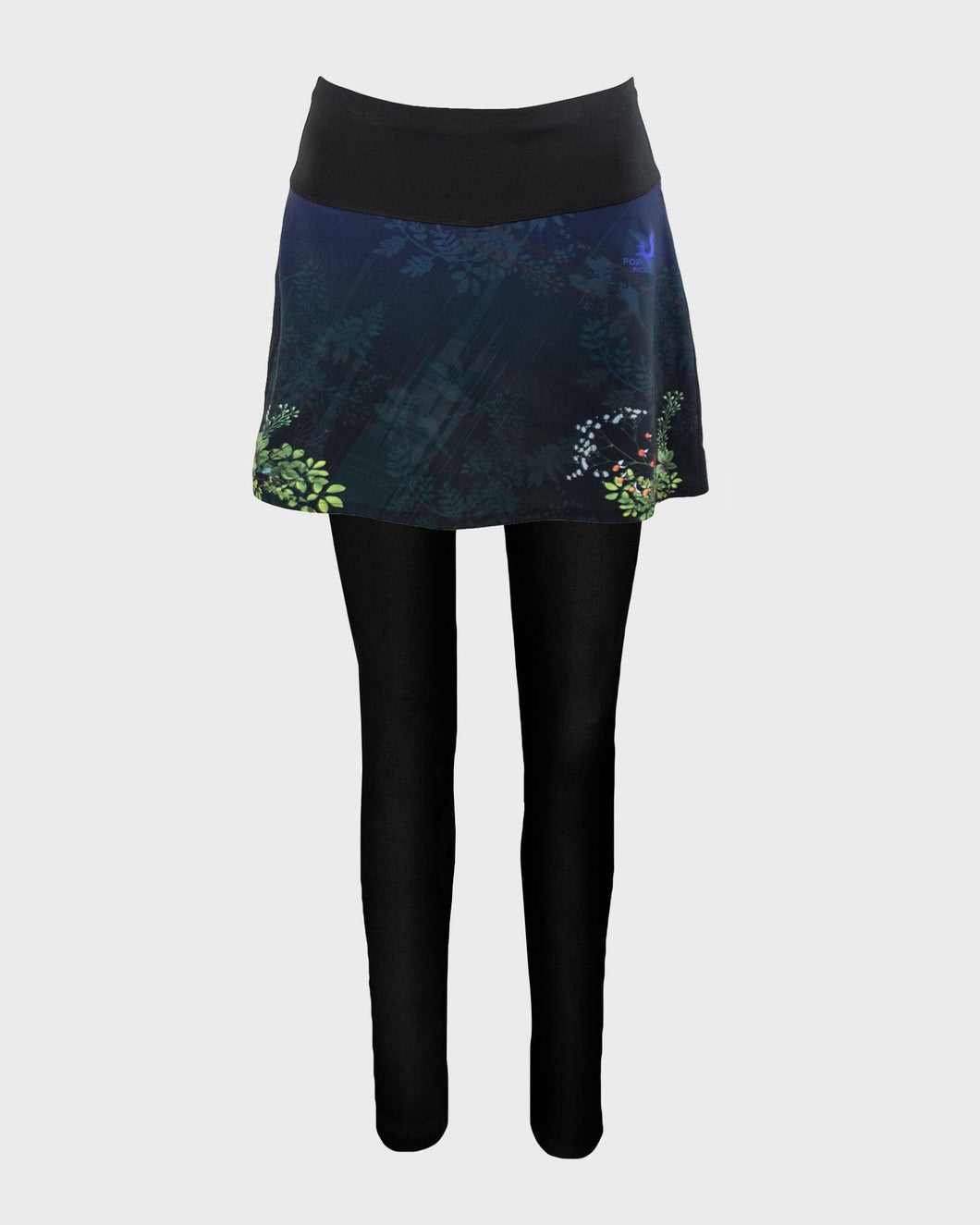 Printed running skirt with inner black leggings and pockets - MIDNIGHT - Fox-Pace